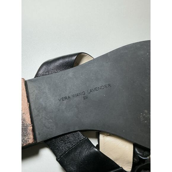 Vera Wang Lavender Black Leather Bow Jeweled Sandals Size 9 M - Picture 11 of 13